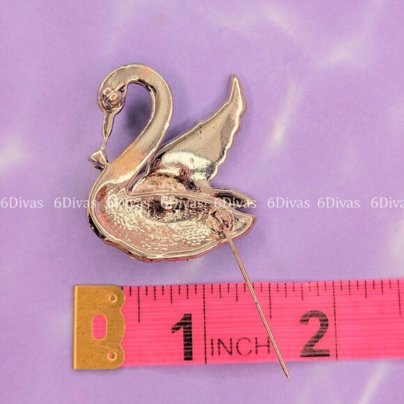 GLITTERING Blue Swan Brooch Pin - Picture 5 of 7